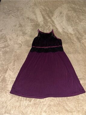Soma Purple Sleep dress with Black Lace Trim